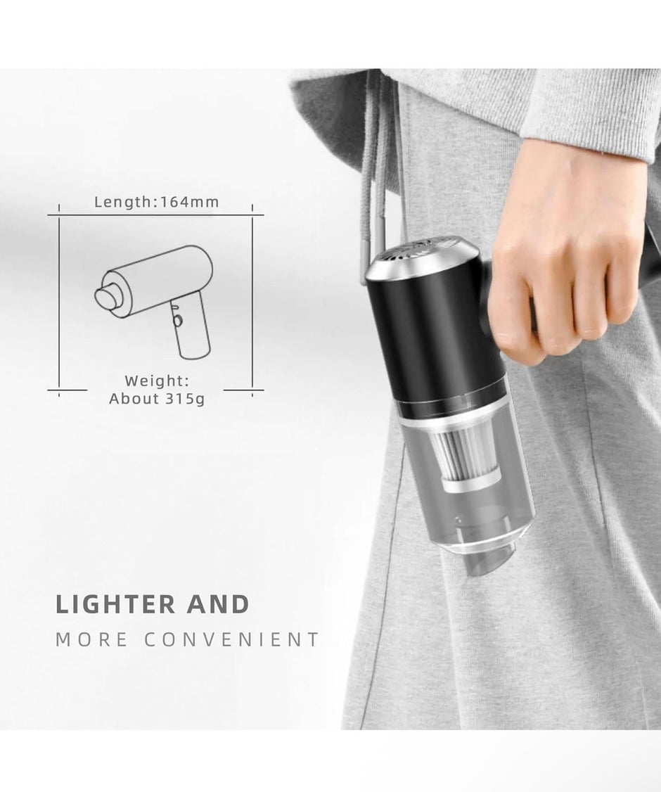 Poligono Mini Aspirapolvere per Auto Senza Filo Ricaricabile con USB, Aspirabriciole Portatile, (Potente 120W, 6000Pa, 7.4V)