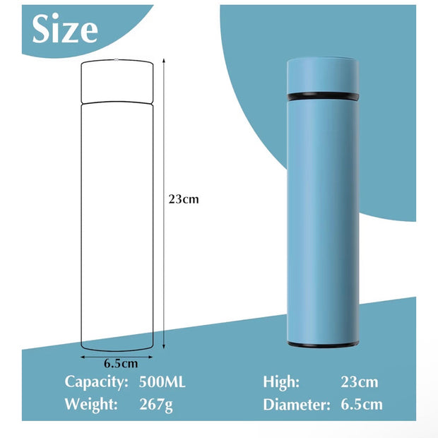 500ml Thermos Bottiglia Termica di Acqua in Acciaio Inox Bottiglietta Tazza Intelligente LED Temperatura Display Touch Smart Borraccia Isolante Sottovuoto