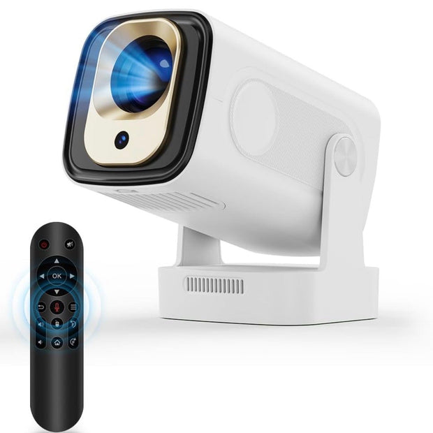 Proiettore 4K, Mini Proiettore Portatile con WiFi 6 e Bluetooth 5.4, Ruotabile 180°, Messa a fuoco automatica Videoproiettore da soffitto hd, vocale remoto Air Mouse 2025 Aggiornato