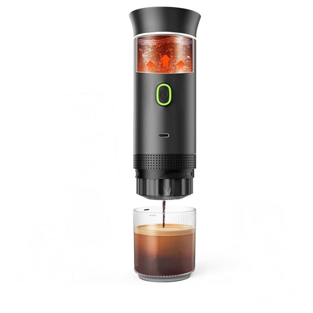 Macchina per Espresso Portatile 3 in 1 – Compatibile con Capsule Nespresso, Dolce Gusto e Caffè Macinato, 20 Bar, Autoriscaldante, USB-C, 8,5×24,5 cm