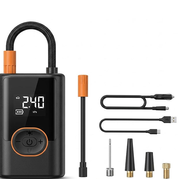 Compressore Aria Portatile 150 PSI, Mini Compressore Elettrico Portatile Senza Fili con Schermo Digitale e Torcia LED, per Auto, Moto, Bicicletta, Palla