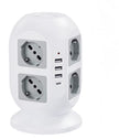 Ciabatta Multipresa 8 Schuko con 4 USB, Torretta Multipresa con Interruttore e Prolunga Elettrica 2 Metri, 20W Ricarica rapida per Phone, Pad, Adattatore Itailne per Ufficio, Casa, Grigio