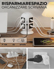 Ciabatta Multipresa 8 Schuko con 4 USB, Torretta Multipresa con Interruttore e Prolunga Elettrica 2 Metri, 20W Ricarica rapida per Phone, Pad, Adattatore Itailne per Ufficio, Casa, Grigio