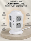 Ciabatta Multipresa 8 Schuko con 4 USB, Torretta Multipresa con Interruttore e Prolunga Elettrica 2 Metri, 20W Ricarica rapida per Phone, Pad, Adattatore Itailne per Ufficio, Casa, Grigio